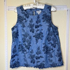 Liz Claiborne Womens Medium blouse sleeveless tank top shirt crew neck linen cot